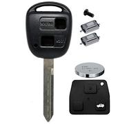 Auto Schlüssel Funk Fernbedienung 1x Gehäuse 2 Tasten TOY47 + 1x Tastenfeld + 2X Mikrotaster + 1x CR2016 Batterie kompatibel mit Toyota