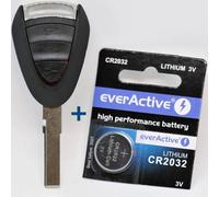 Auto Schlüssel Funk Fernbedienung 1x Gehäuse 3 Tasten + 1x Rohling HAA + 1x CR2032 Batterie kompatibel mit Porsche