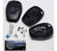 Auto Schlüssel Funk Fernbedienung 1x Gehäuse 3 Tasten + 2X Batteriespangen + 1x Rohling NE73 + 1x CR2016 Batterie kompatibel mit Renault/Dacia/Opel