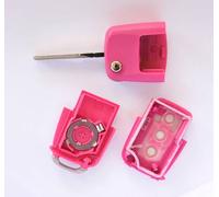 Auto Schlüssel Funk Fernbedienung 1x Gehäuse 3 Tasten Pink + 1x Gehäuse 3 Tasten Blau + 2X Rohling HAA kompatibel mit VW SEAT Skoda