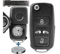 Auto Schlüssel Funk Fernbedienung 1x Gehäuse 4 Tasten + 1x Rohling + 1x CR2032 Batterie für VW/SEAT