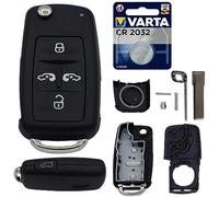 Auto Schlüssel Funk Fernbedienung 1x Gehäuse 5 Tasten + 1x CR2032 Batterie Ersatz Autoschlüssel Schlüsselgehäuse Reperatur Set passend für VW SEAT Sharan Alhambra II Caddy 2K Transporter T5 T6
