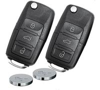 Auto Schlüssel Funk Fernbedienung 2X Gehäuse 3 Tasten + 2X Rohling HAA + 2X CR2032 Batterie für VW/SEAT/Skoda (bis 11/2009) 2T
