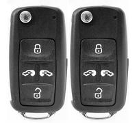Auto Schlüssel Funk Fernbedienung 2X Gehäuse 4 Tasten + 2X Rohling HAA kompatibel mit VW/SEAT/Skoda (bis 11/2009)