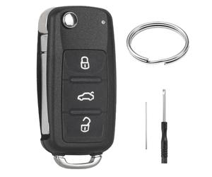 Auto Schlüssel Gehäuse 3 Tasten für VW Golf MK6 UP Polo T5 Caddy EOS Jetta Transporter Tiguan Touran Sharan Scirocco Passat Bettle Skoda Seat Octavia Leon Autoschlüssel Fernbedienung Schlüsselgehäuse