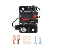 Auto Schutzschalter,30-300A Kfz Sicherungshalter,DC 12-48V Wasserdichte Leistungsschalter mit Manuellem Reset, Auto Leistungsschalte mit Kabelschuhe Kupferscheiben für Auto Boot Motor (150A Rot)