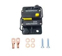 Auto Schutzschalter,30-300A Kfz Sicherungshalter,DC 12-48V Wasserdichte Leistungsschalter mit Manuellem Reset, Auto Leistungsschalte mit Kabelschuhe Kupferscheiben für Auto Boot Motor (300A Gelb)