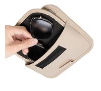 Auto Sonnenblenden-Organizer PU-Leder Brillenhalter Und Kartenhalter | LKW Sonnenblende Organizer Für Fahrer Fahrzeug Auto KFZ Innenraum Damen Herren Sonnenbrillen Beige