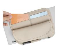 Auto Sonnenblenden-Organizer PU-Leder mit Mehrfachtaschen Brillentasche | LKW Sonnenblende Organizer Für Fahrer Fahrzeug Auto KFZ Innenraum Damen Herren Sonnenbrillen Beige