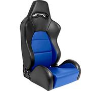 AUTO-STYLE Sportsitze 'Eco' - Schwarz/Blau Kunstleder - Linkssseitig Verstellbare Rückenlehne - inkl. Laufschienen