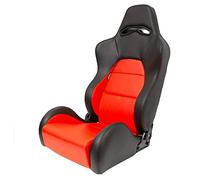 AUTO-STYLE Sportsitze 'Eco' - Schwarz/Rot Kunstleder - Rechtsseitig Verstellbare Rückenlehne - inkl. Laufschienen