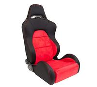 AUTO-STYLE Sportsitze 'Eco Soft' - Schwarz/Rot - Doppelseitig Verstellbare Rückenlehne - inkl. Laufschienen