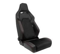 AUTO-STYLE Sportsitze 'VGR Premium' - Schwarz Leder & Alcantara + Rote Naten - Doppelseitig Verstellbare Rückenlehne - inkl. Laufschienen