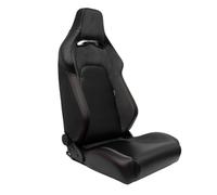 AUTO-STYLE Sportsitze 'VGR' - Schwarz Kunstleder + Dunkelgrau Stoff/Suede+ Rote Naten - Doppelseitig Verstellbare Rückenlehne - inkl. Laufschienen