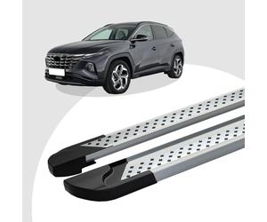 Auto Trittbretter Schweller Schrittstangenschutz Türschweller Schutz Einstiegsleisten Seitenstufen Kompatibel/Ersatz für Hyundai Tucson ab Baujahr 05/2015-2020 VISO Silber mit ABE und ABE