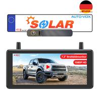 AUTO-VOX 7,2" 1080P DVR Monitor mit Solar Kabellos Rückfahrkamera für PKW SUV