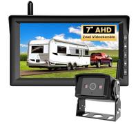 AUTO-VOX 7" HD Rückfahrkamera Kabellos: Einfache Installation & Stabiler Empfang, 150° Weitwinkel Rückfahrkamera mit Klarer Nachtsicht, Split-Screen-Monitor für LKW, Van, Wohnmobile, Anhänger