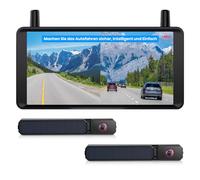 AUTO-VOX Dual Rückfahrkamera Kabellose Solar : 6" 16:9-HD Display, Zwei Antennen Starkes Signal, Split-Screen-Anzeige mit Ausgewogenen Doppelbildern Geeignet für Pkw, SUVs, LKW, Anhänger