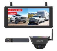 AUTO-VOX Dual Solar Rückfahrkamera Kabellos mit 7,2" 1080P HD Zwei-Kanal-Monitor