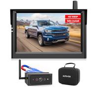 AUTO-VOX Magnetische Rückfahrkamera Kabellos Akku:1-Minuten-Installation, 5" 1080P Monitor, IP69K-wasserdicht, Nachtsicht & Rückfahrkamera Funk für Wohnwagen, LKW, Auto, Wohnmobil, Anhänger