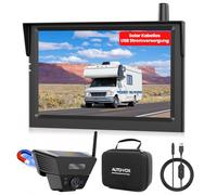 AUTO-VOX Rückfahrkamera Kabellos Solar Magnetische Rückfahrkamera Funk, Wohnmobilausstattung: 1-Minuteneinrichtung, 5" 1080P Monitor, 115m Reichweite für Wohnwagen, LKW, Auto, Wohnmobil, Anhänger