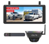 AUTO-VOX Solar Rückfahrkamera Kabellos: 1 Min Installation,1080P HD Zwei-Kanal-Monitor mit Aufnahmefunktion, IP69K Wasserdicht, für Wohnmobil, Camper, LKW, Anhänger,7,2" und Dual Solar kameras