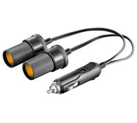 Goobay KFZ/Auto Zigarettenanzünder Y-Verteiler, 12 V, 0.2 m, mit 2,5-A-Sicherung, Zigarettenanzünder-Stecker > 2x Zigarettenanzünder-Buchse, schwarz