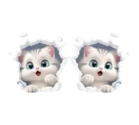 Autoaufkleber | 2er Set 3D Katzen | PVC wasserdicht und wetterfest | Dekoration der Abdeckung | Lustige Katze Auto Aufkleber | Stoßstange Fenster Spiegel p