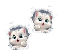 Autoaufkleber | 2er Set 3D Katzen | PVC wasserdicht und wetterfest | Dekoration der Abdeckung | Lustige Katze Auto Aufkleber | Stoßstange Fenster Spiegel p