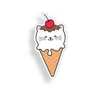Autoaufkleber Ice Cream Eis-Creme-Waffel Katze Kätzchen Z63 Sticker 12cm