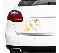 Autoaufkleber Kompass Offroad Windrose Sticker Folie für Auto Motorrad Wohnwagen Wohnmobil Anhänger Aufkleber Selbstklebend Kfz Zubehör K130 (Gold, Design 3 klein)
