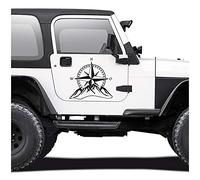 Autoaufkleber Kompass Offroad Windrose Sticker Folie für Auto Motorrad Wohnwagen Wohnmobil Anhänger Aufkleber Selbstklebend Kfz Zubehör KX059 (Schwarz Matt, Design 2 groß)