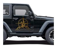 Autoaufkleber Kompass Offroad Windrose Sticker Folie für Auto Motorrad Wohnwagen Wohnmobil Anhänger Aufkleber Selbstklebend Kfz Zubehör KX059 (Gold, Design 2 groß)