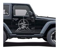 Autoaufkleber Kompass Offroad Windrose Sticker Folie für Auto Motorrad Wohnwagen Wohnmobil Anhänger Aufkleber Selbstklebend Kfz Zubehör KX059 (Silber Glanz, Design 2 groß)