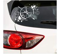 Autoaufkleber Kompass Offroad Windrose Sticker Folie für Auto Motorrad Wohnwagen Wohnmobil Anhänger Aufkleber Selbstklebend Kfz Zubehör K130 (Weiß Glanz, Design 3 klein)