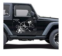 Autoaufkleber Kompass Offroad Windrose Sticker Folie für Auto Motorrad Wohnwagen Wohnmobil Anhänger Aufkleber Selbstklebend Kfz Zubehör KX060 (Weiß Glanz, Design 3 groß)