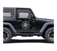 Autoaufkleber Kompass Offroad Windrose Sticker Folie für Auto Motorrad Wohnwagen Wohnmobil Anhänger Aufkleber Selbstklebend Kfz Zubehör KX058 (Silber Glanz, Design 1 groß)