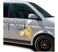 Autoaufkleber Kompass Sport Motocross 74x64cm Windrose Sticker Folie für Auto Wohnwagen Anhänger Aufkleber Selbstklebend Kfz Zubehör KX072 KX073 (Kompass schwarz, Motocross Gold)