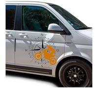 Autoaufkleber Kompass Sport Motocross 74x64cm Windrose Sticker Folie für Auto Wohnwagen Anhänger Aufkleber Selbstklebend Kfz Zubehör KX072 KX073 (Kompass schwarz, Motocross Orange)