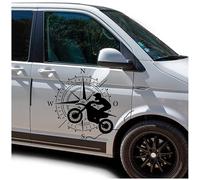 Autoaufkleber Kompass Sport Motocross 74x64cm Windrose Sticker Folie für Auto Wohnwagen Anhänger Aufkleber Selbstklebend Kfz Zubehör KX072 KX073 (Kompass schwarz, Motocross Schwarz)