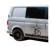 Autoaufkleber Kompass Sport Rennrad 60x60cm Windrose Sticker Folie für Auto Wohnwagen Anhänger Aufkleber Selbstklebend Kfz Zubehör KX072 KX073 (Kompass schwarz, Rennrad Schwarz)