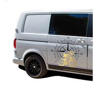 Autoaufkleber Kompass Sport Rennrad 60x60cm Windrose Sticker Folie für Auto Wohnwagen Anhänger Aufkleber Selbstklebend Kfz Zubehör KX072 KX073 (Kompass schwarz, Rennrad Gold)