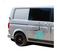 Autoaufkleber Kompass Sport Rennrad 60x60cm Windrose Sticker Folie für Auto Wohnwagen Anhänger Aufkleber Selbstklebend Kfz Zubehör KX072 KX073 (Kompass schwarz, Rennrad Türkis)