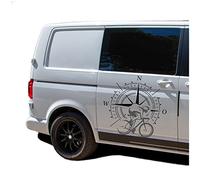 Autoaufkleber Kompass Sport Rennrad 60x60cm Windrose Sticker Folie für Auto Wohnwagen Anhänger Aufkleber Selbstklebend Kfz Zubehör KX072 KX073 (Kompass schwarz, Rennrad Grau)