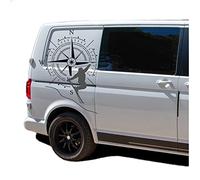 Autoaufkleber Kompass Sport Ski 77x60cm Windrose Sticker Folie für Auto Wohnwagen Anhänger Aufkleber Selbstklebend Kfz Zubehör KX072 KX073 (Kompass schwarz, Ski Grau)