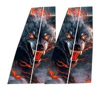 Autoaufkleber Kreativität Säule Aufkleber Fenster Säule Abdeckung CBlack Wolf Verflochten in Flammen Kratzfeste Aufkleber Seitentür Fenster Abdeckung Wasserdichte Abdeckung Kratzer Lustige