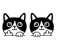 Autoaufkleber, Stinkefinger Katze, Sticker, Cartoon, Motorrad, Logo, Lustig, 2x