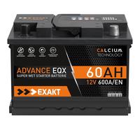 EXAKT Autobatterie 12V 60Ah Starter Batterie ersetzt 54Ah 55Ah 56Ah