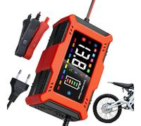 Autobatterie-Ladegerät 12 V, Kfz-Batterieladegerät, 12 V, LCD-Display, Batterieladegerät für Auto Motorrad, Batteriehalter