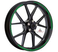 Autodomy Felgenrandaufkleber Komplettset für 2 Räder von 15" bis 19" Zoll | Felgen Aufkleber Motorrad Sport Design Widerstandsfähig Gegen Regen und Sonne (Grün)